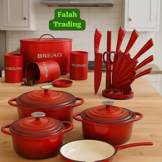 Kitchen Combo 7 Piece Iron Pot Set And 9 Piece Knife Set