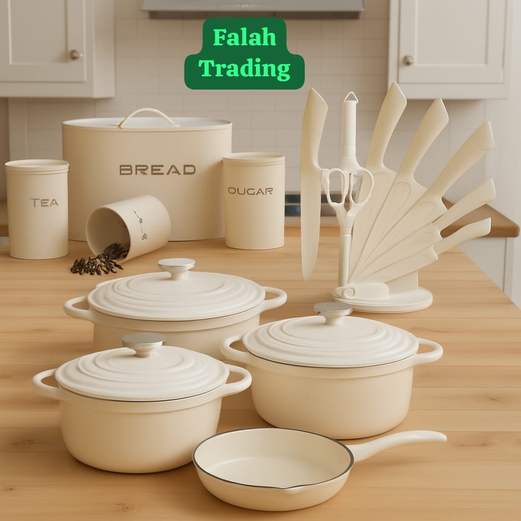 Kitchen Combo 7 Piece Iron Pot Set And 9 Piece Knife Set