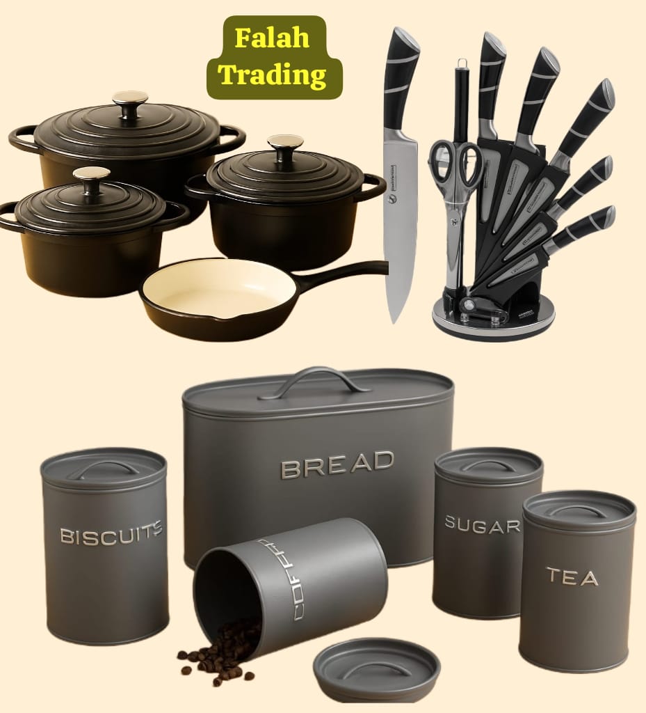 Kitchen Combo 7 Piece Iron Pot Set And 9 Piece Knife Set