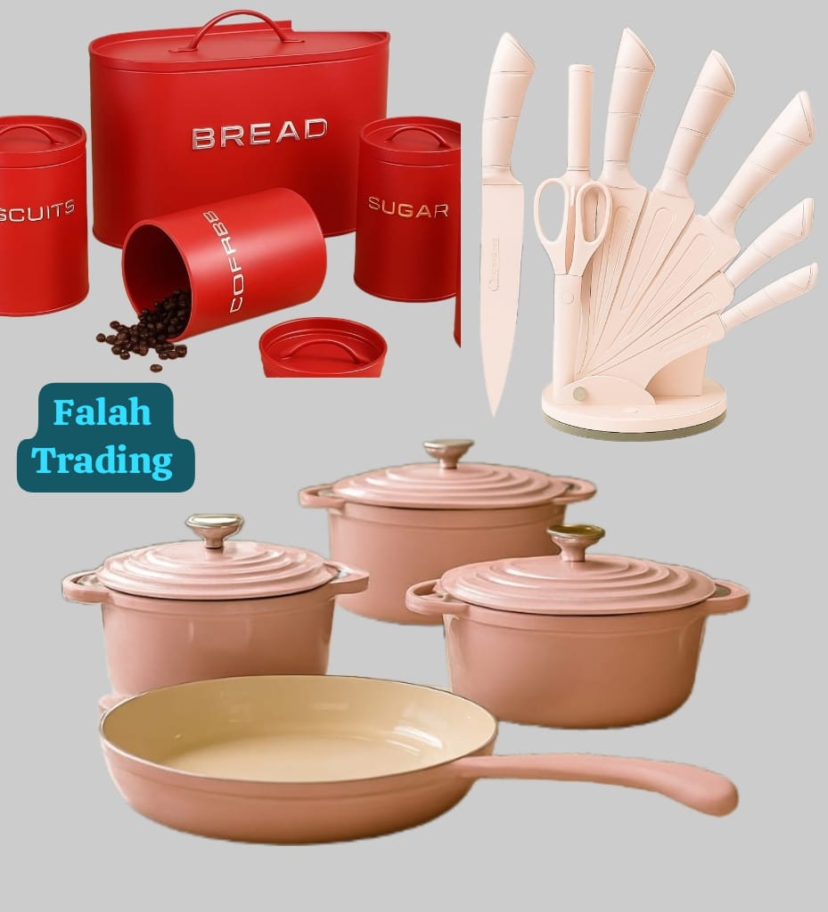 Kitchen Combo 7 Piece Iron Pot Set And 9 Piece Knife Set