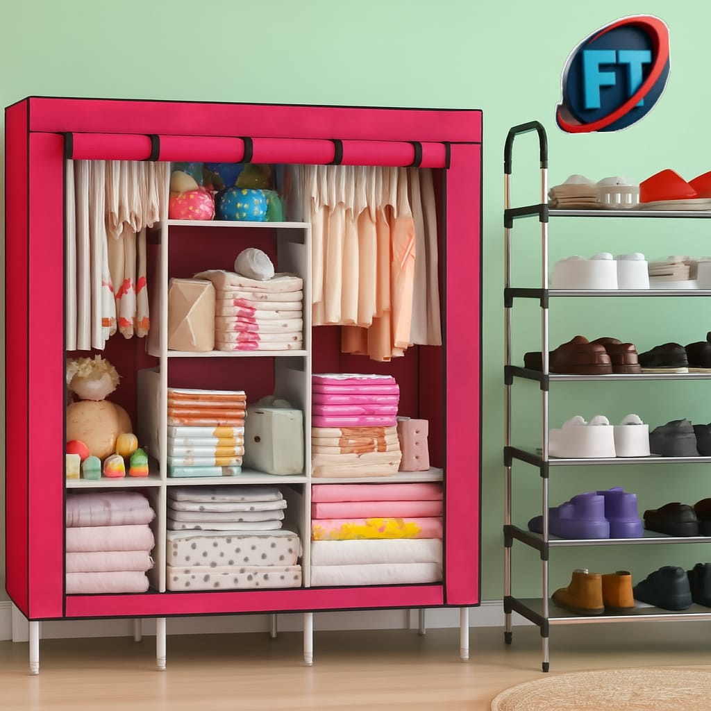 Portable Wardrobe And Shoe Rack Organizer For Home Use