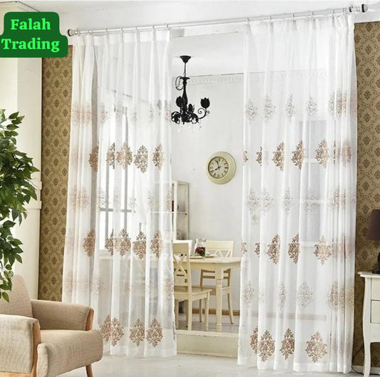 Embroidered Lace Curtain Lounge Light Filtering Drapery