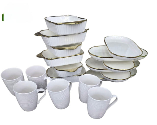 18 Piece Ceramic Dinnerware Set With Dishes Plates Cups