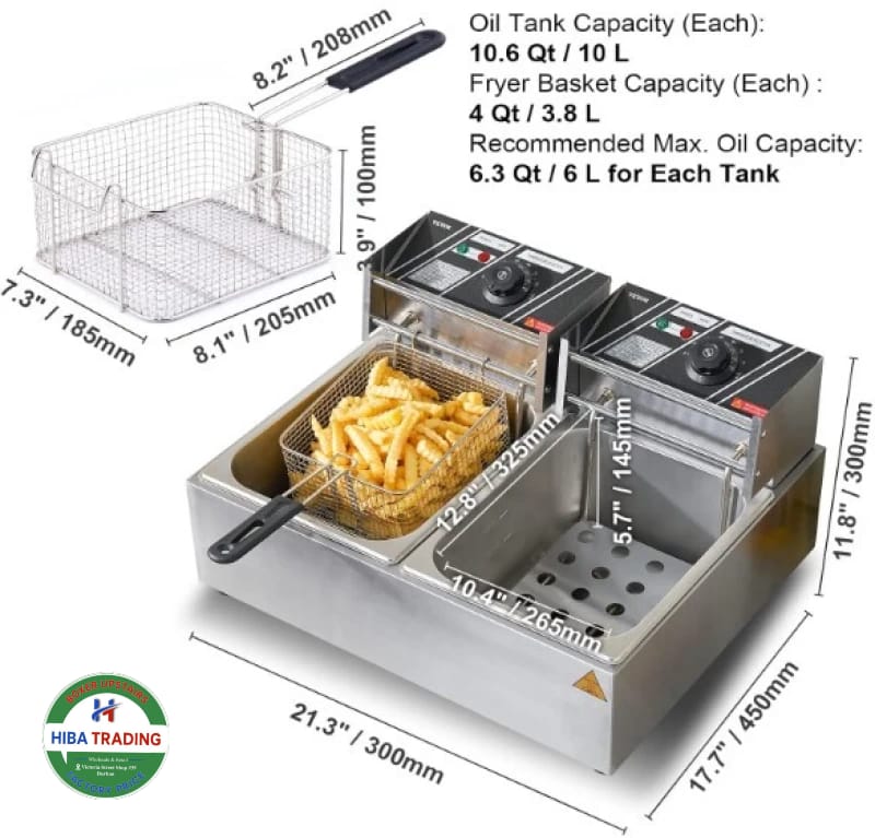 Stainless Steel Deep Fryer 6L With Powerful Heating Element