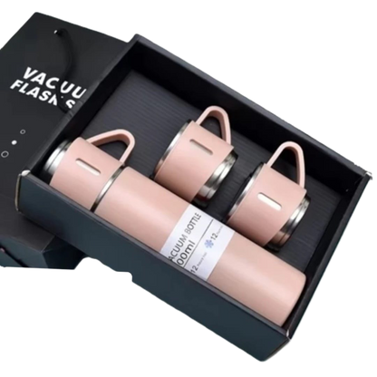 Stainless Steel Flask Set With Two Cups And Carrying Case