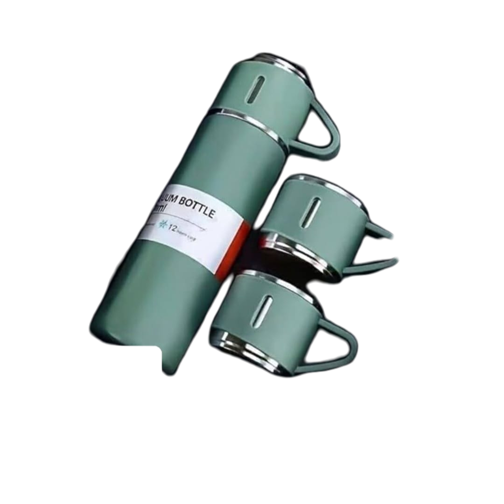 Stainless Steel Flask Set With Two Cups And Carrying Case