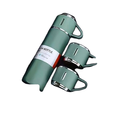Stainless Steel Flask Set With Two Cups And Carrying Case