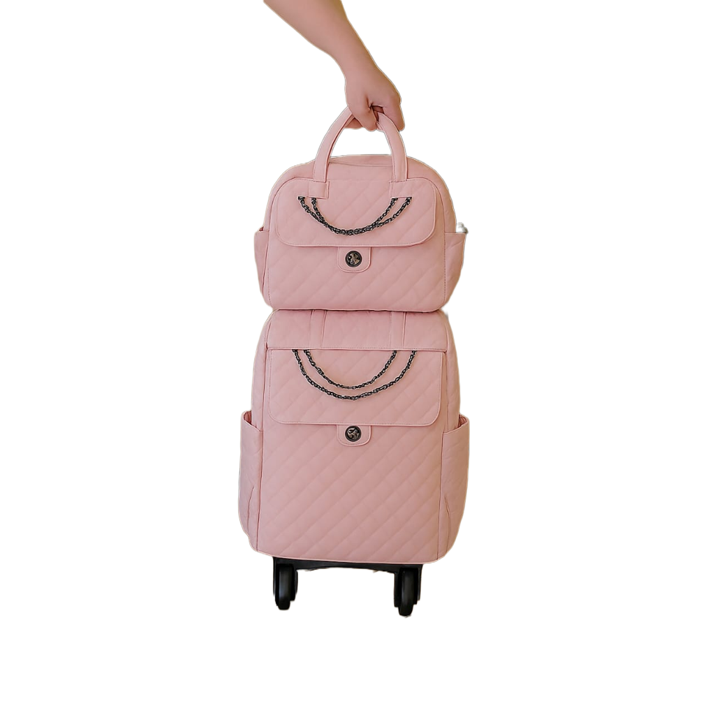 2 Piece Quilted Luggage Set Lightweight Durable Travel