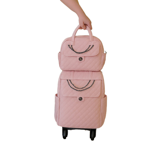 2 Piece Quilted Luggage Set Lightweight Durable Travel