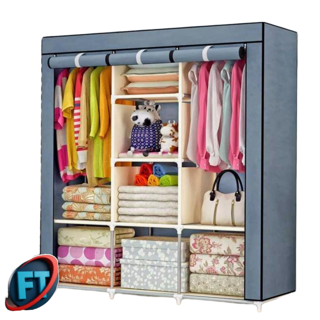 Portable Wardrobe With Adjustable Closets For Storage