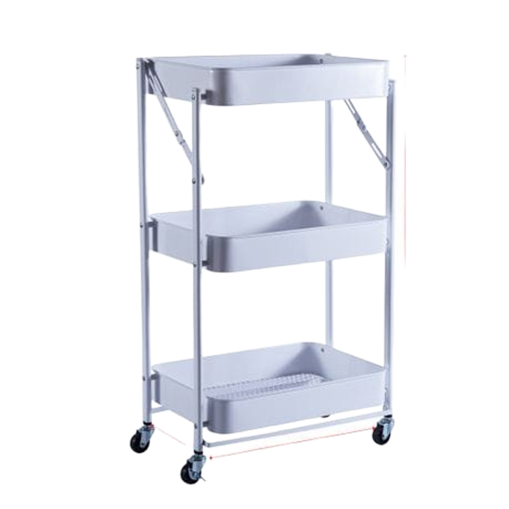 Stainless Steel Storage Rack 3 Tiers Folding Trolley