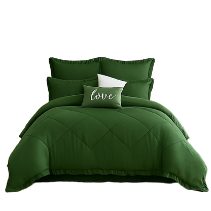 King Size 5 Piece Bedding Set Frilled Comforter Pillowcases