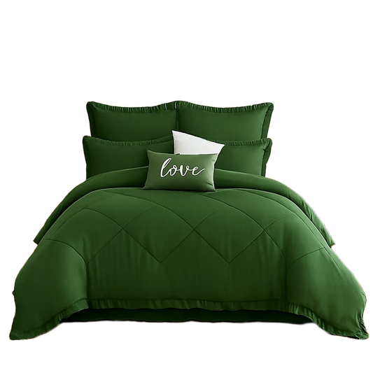 King Size 5 Piece Bedding Set Frilled Comforter Pillowcases