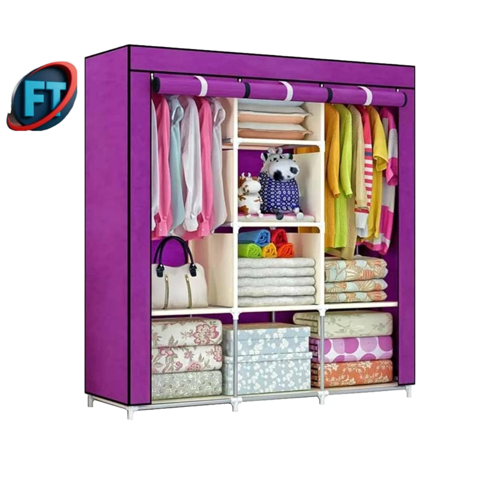 Portable Wardrobe With Adjustable Closets For Storage
