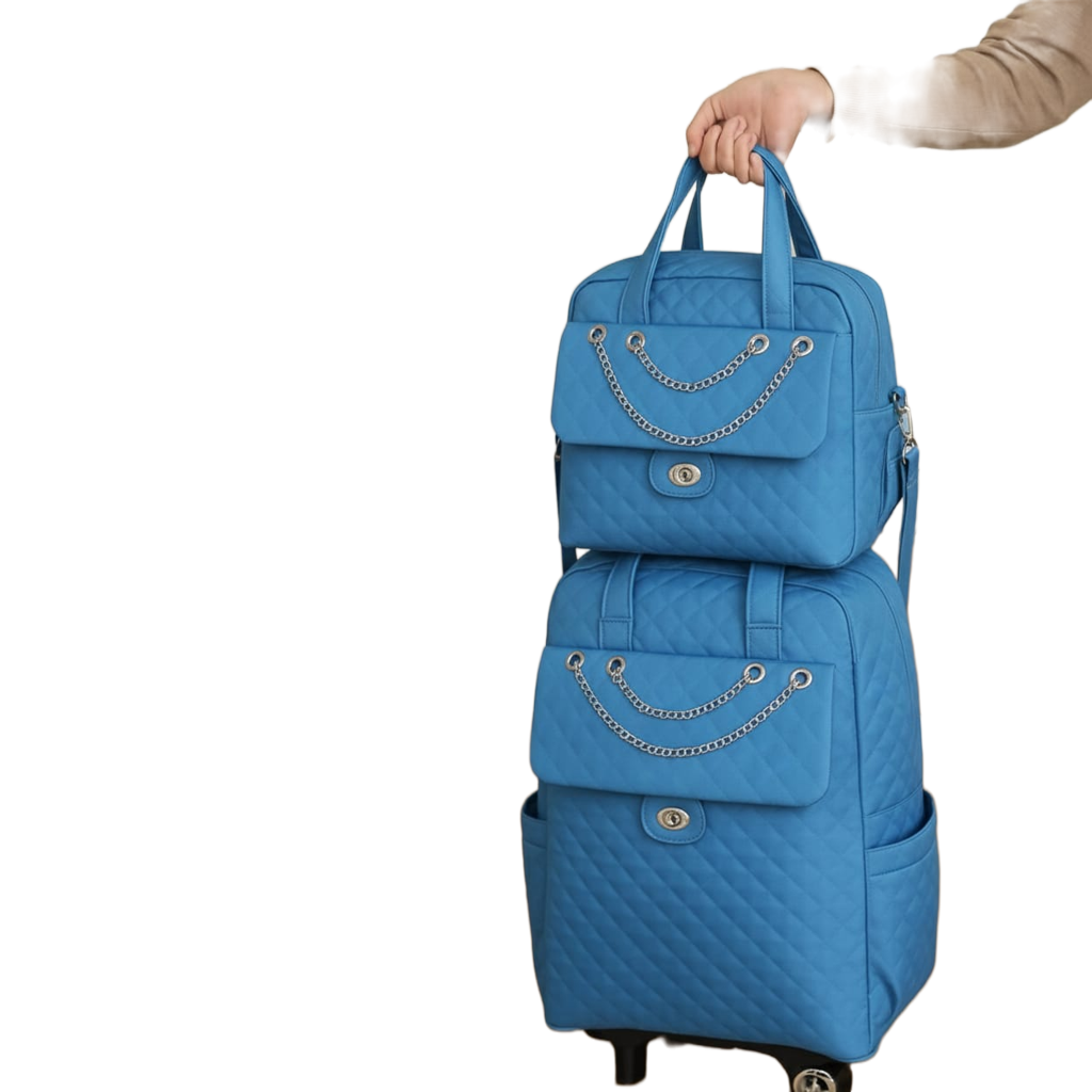 2 Piece Quilted Luggage Set Lightweight Durable Travel