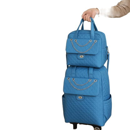 2 Piece Quilted Luggage Set Lightweight Durable Travel