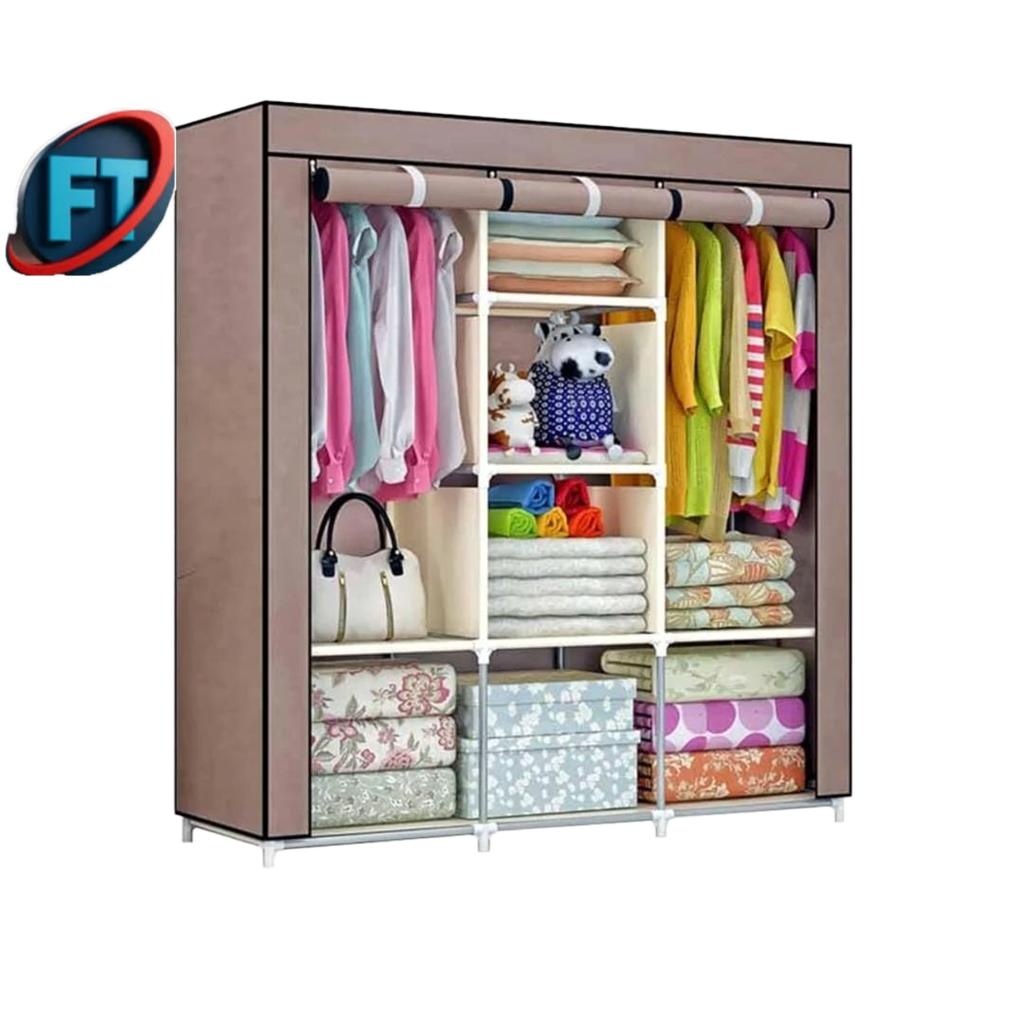 Portable Wardrobe With Adjustable Closets For Storage