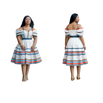 Elegant Striped Event Dress With Vertical Stripes For Traditional And Formal Occasions