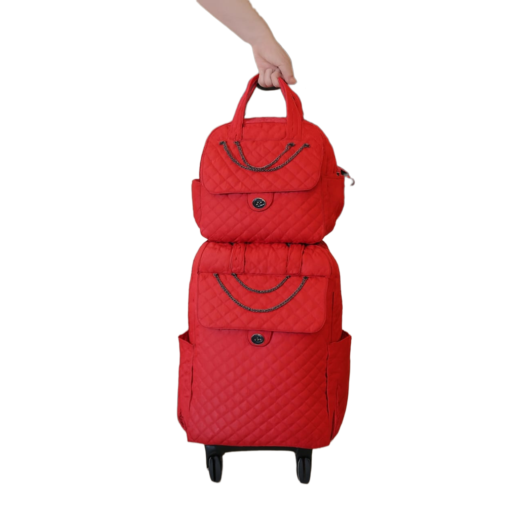 2 Piece Quilted Luggage Set Lightweight Durable Travel